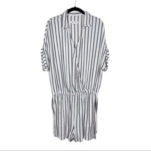 Lou & Grey for Loft Ivory Shadow Stripe Faux Wrap Romper 
Size M